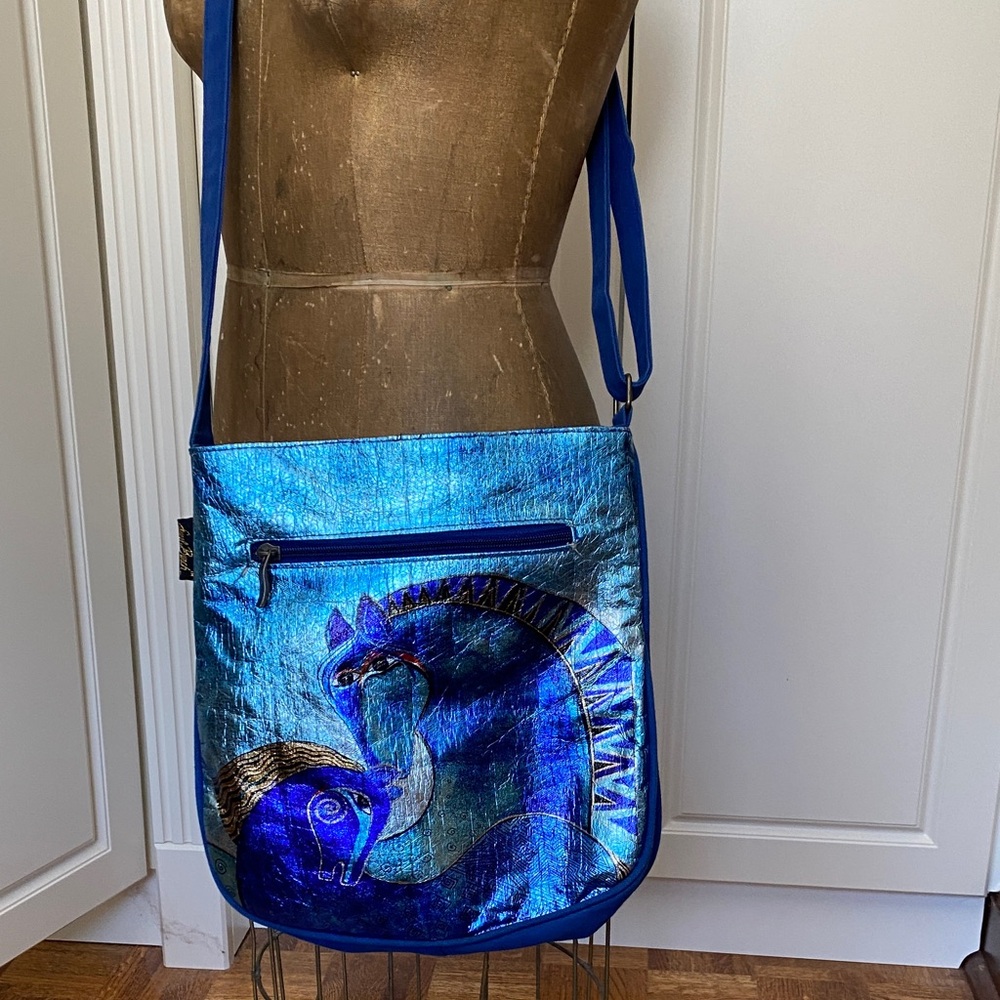 Laurel Burch Blue Crossbody Bag with  Horse Design